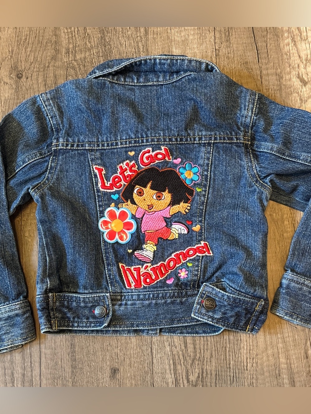 Vintage 2000s Y2K Nickelodeon Dora The Explorer Toddler Denim Jacker Embroidered